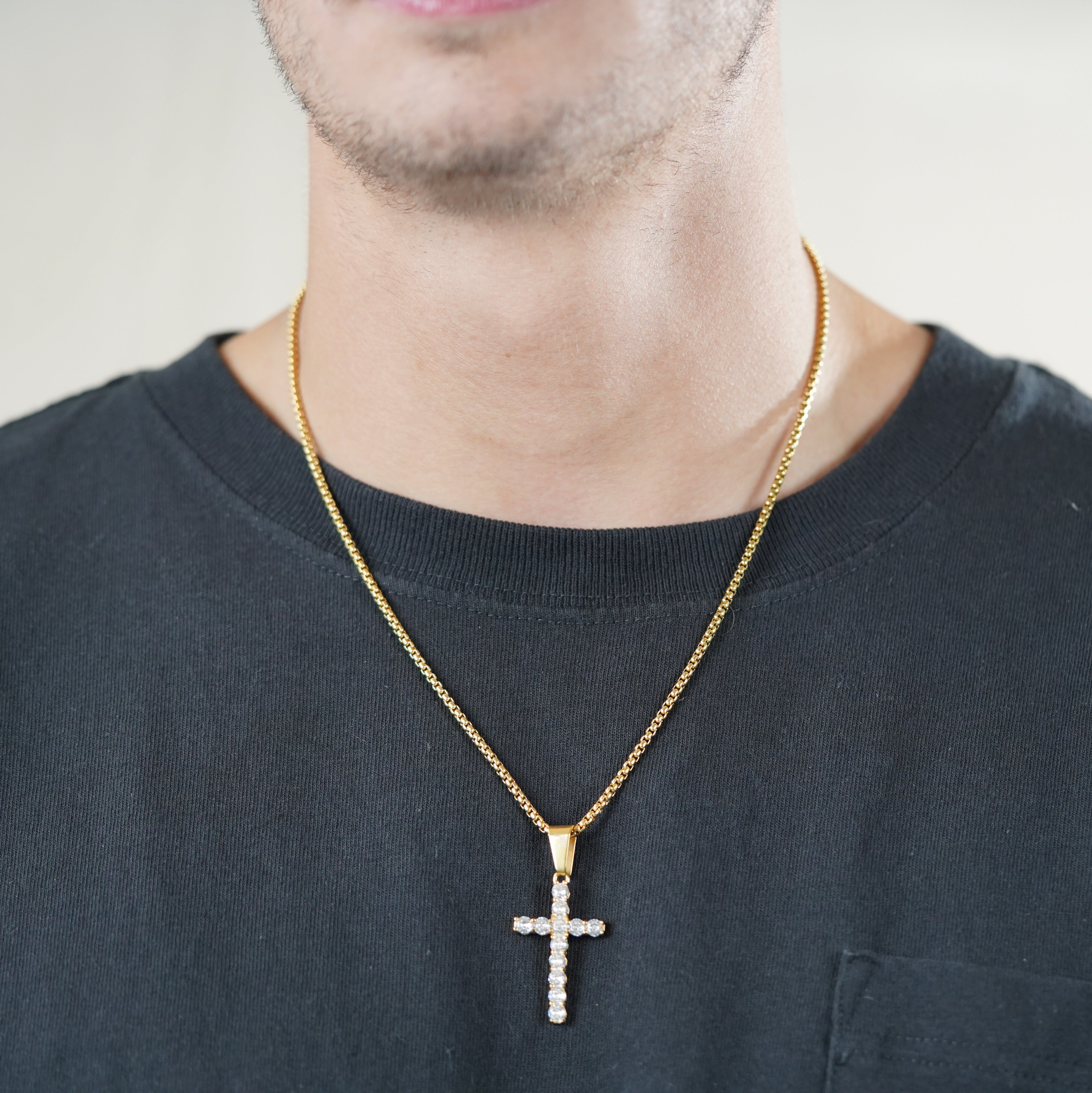 Cubic Cross Pendant (Gold)