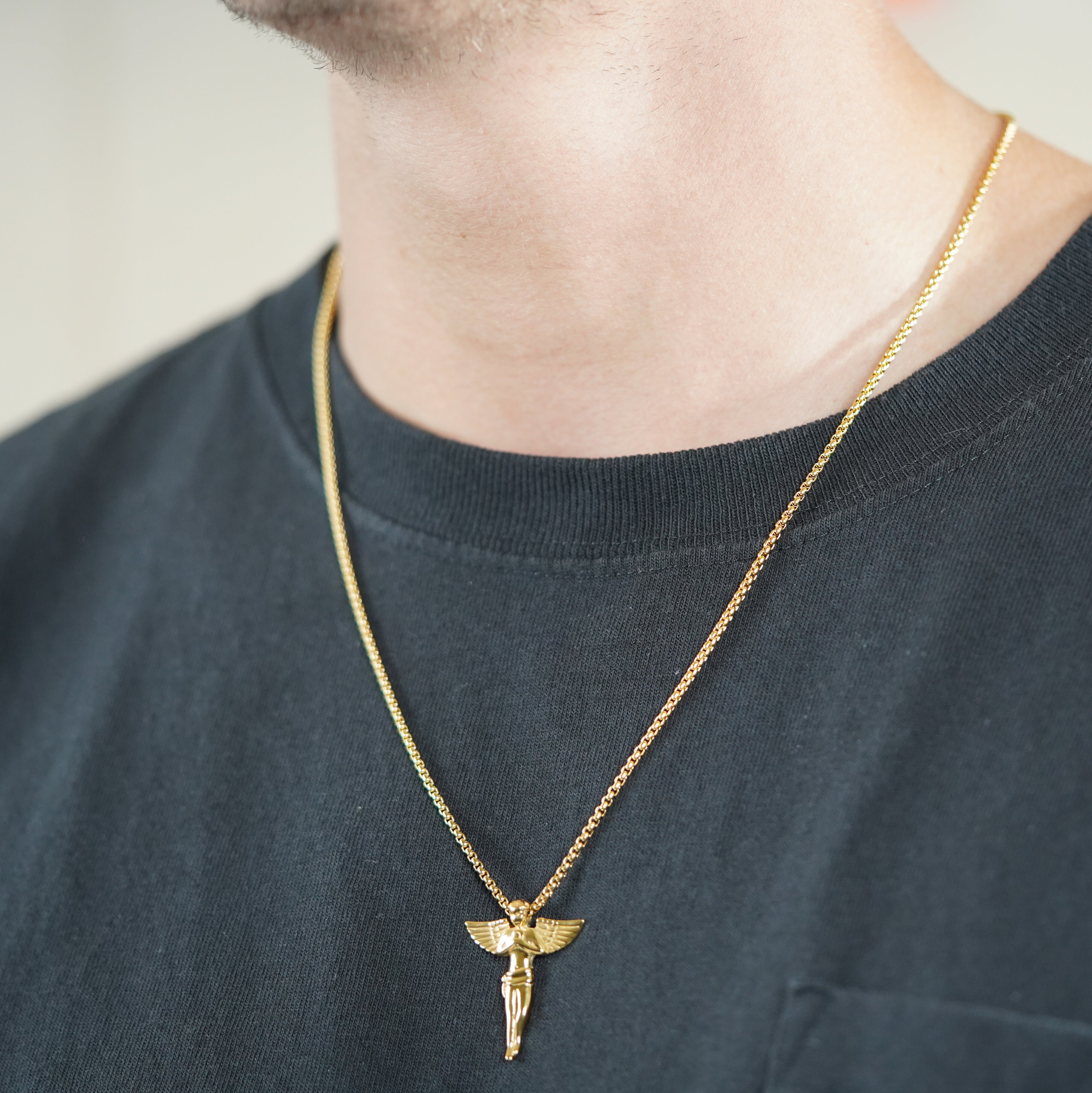 Buy Mens Necklace, Mens Gold Mini Wing Necklace Angel Wing Gold Chain Pendant  Men Gold Necklace for Men Mens Jewellery by Twistedpendant Online in India  - Etsy